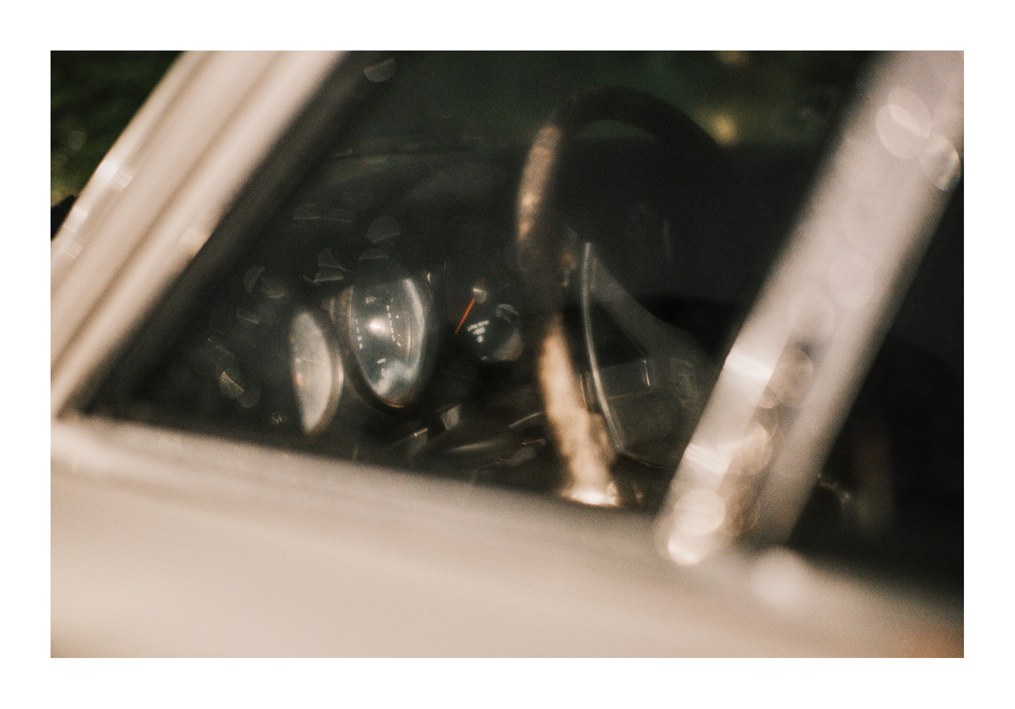 Porsche 911 interior at night